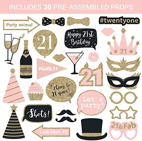 Perfect Occasion 21st Birthday Photo Booth Props Set of 30