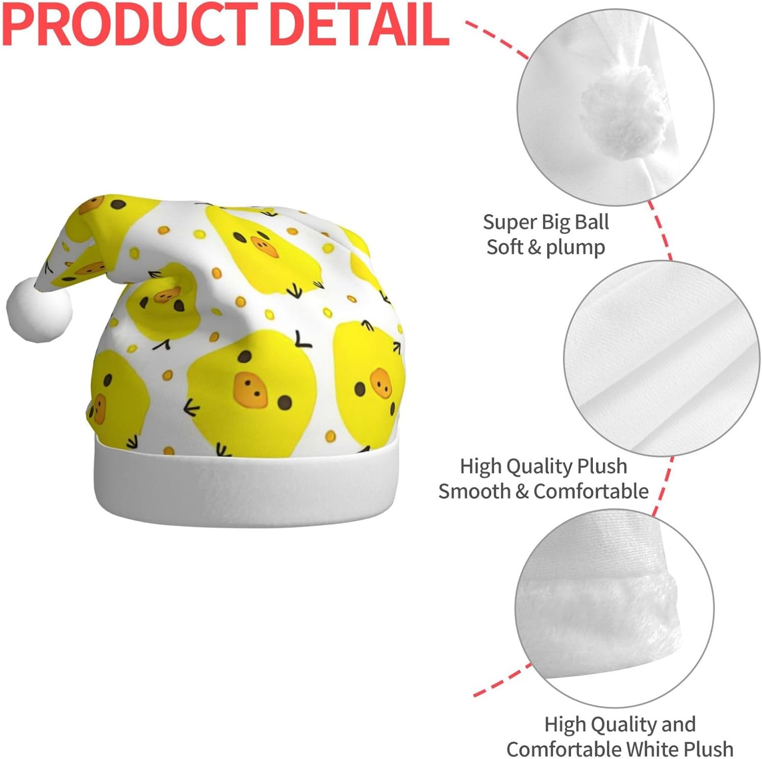QINZHENG Personalized Santa Hat with Yellow Chicken Print