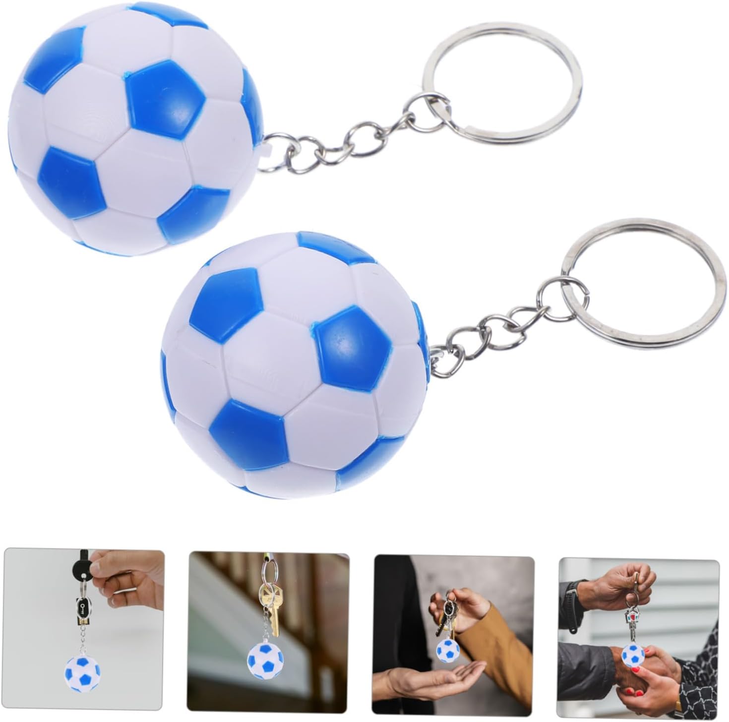 PRETYZOOM 2Pcs Blue Soccer Ball Keychains for Parties and Events