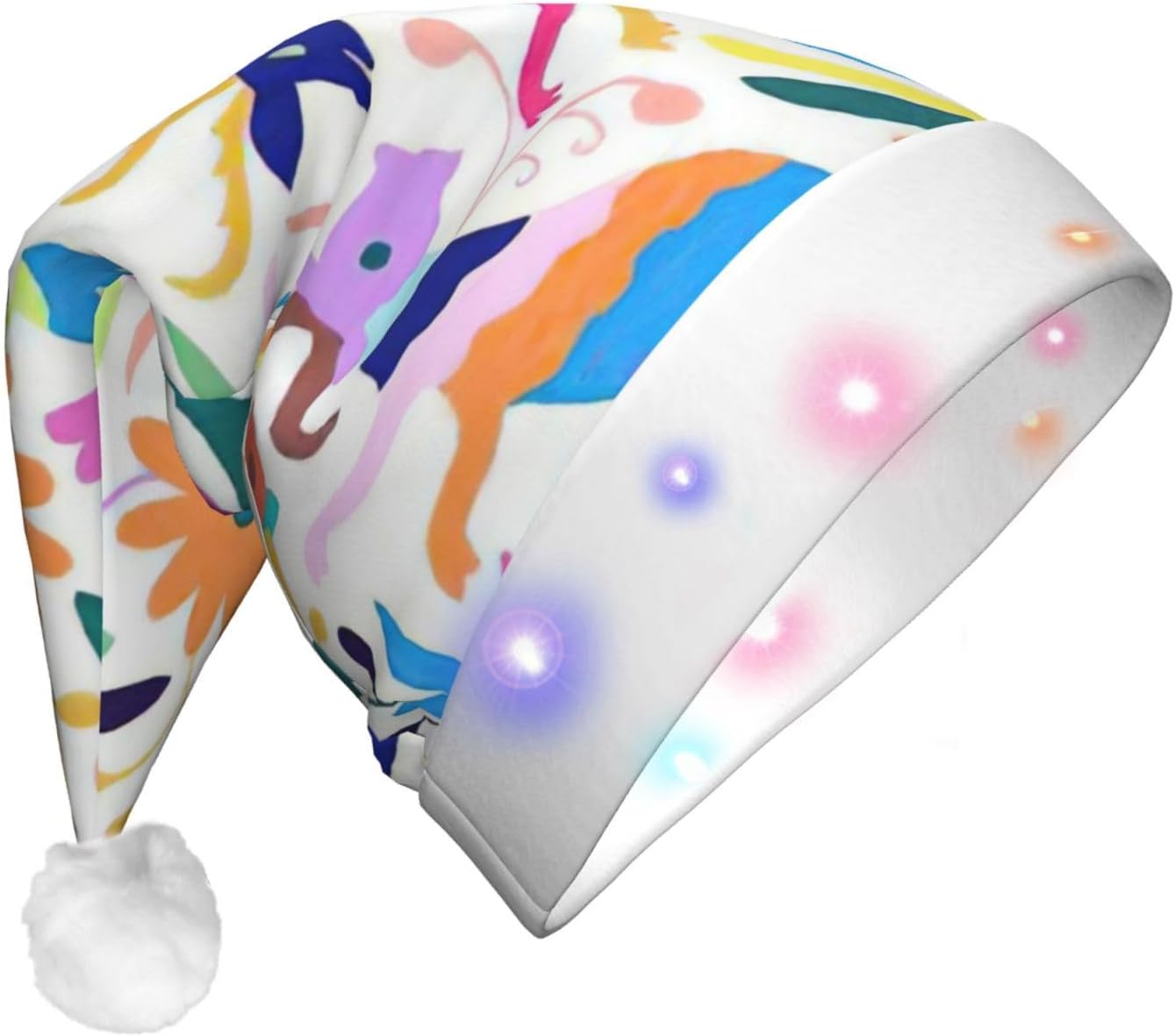 QinZheng LED Santa Hat with Animals Print