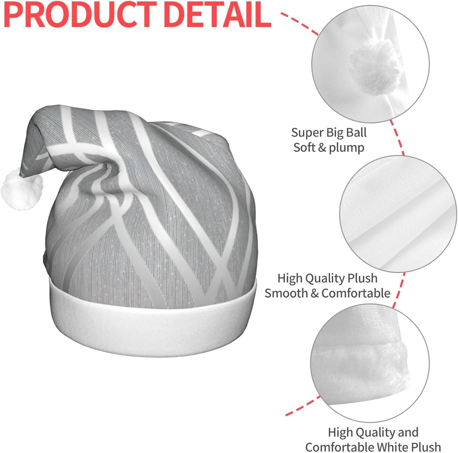 Silver Geometric Print LED Christmas Hat for Adults