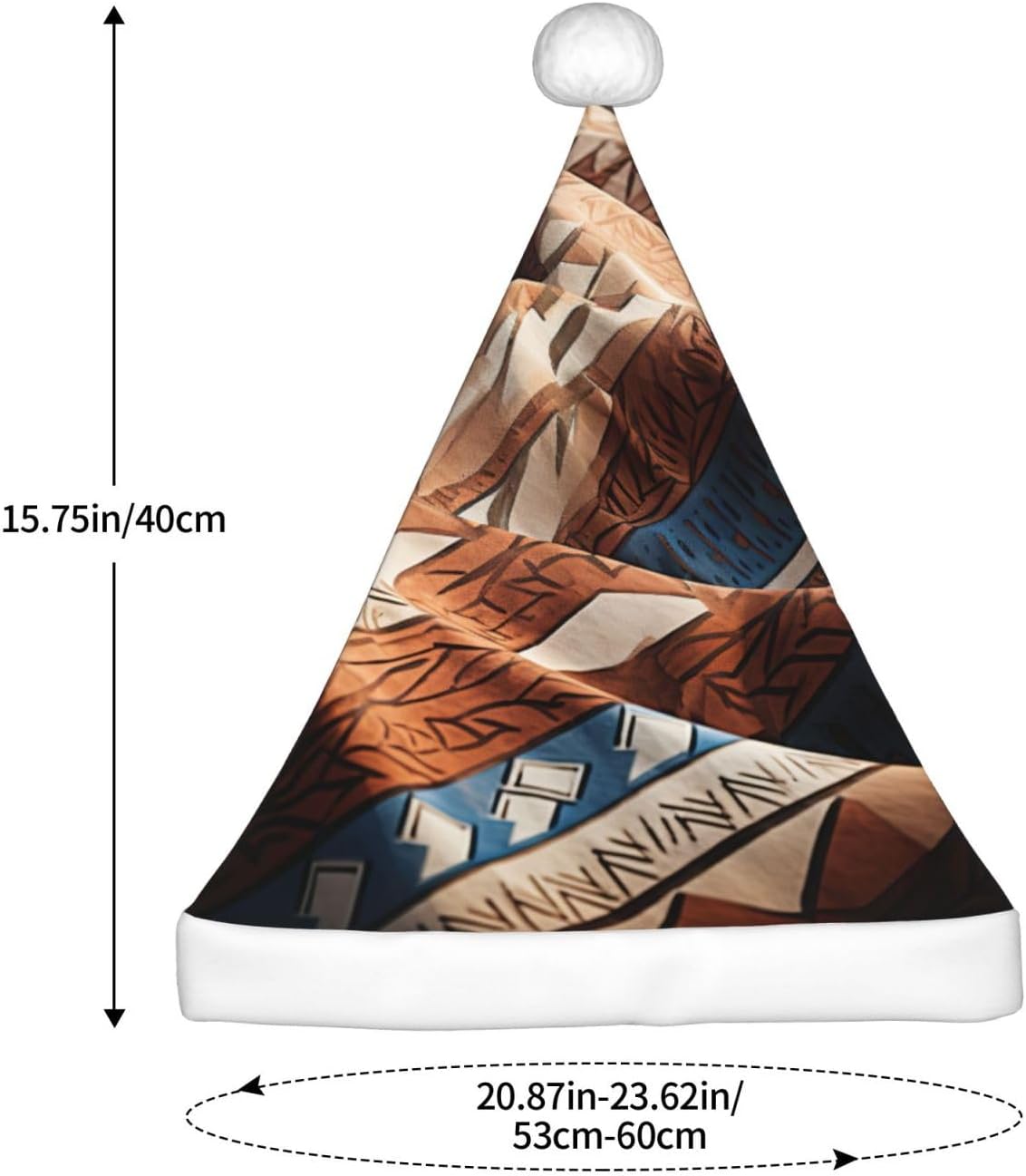 QINZHENG Native Pattern Print Santa Hat for Women