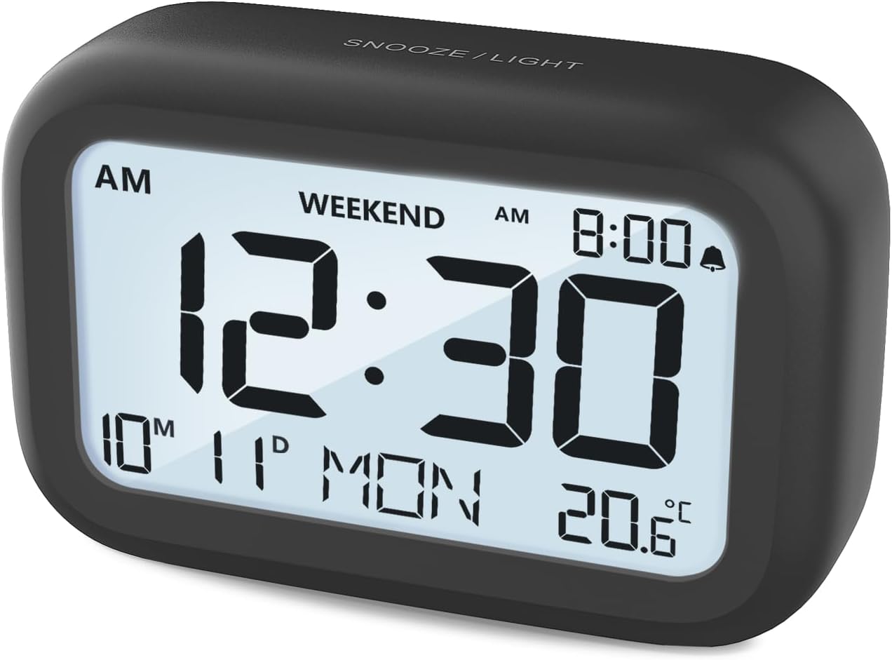 DOOMAY Digital Alarm Clock with LCD Display and Snooze