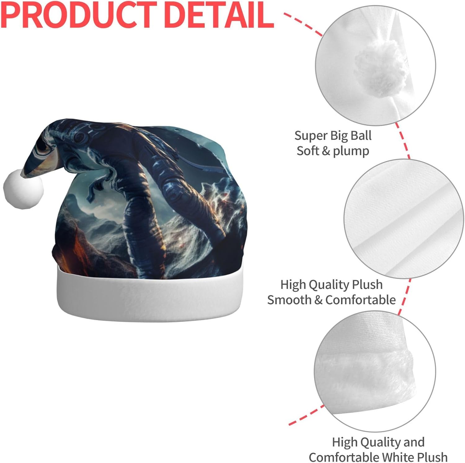 QINZHENG Galaxy Print Santa Hat for Women