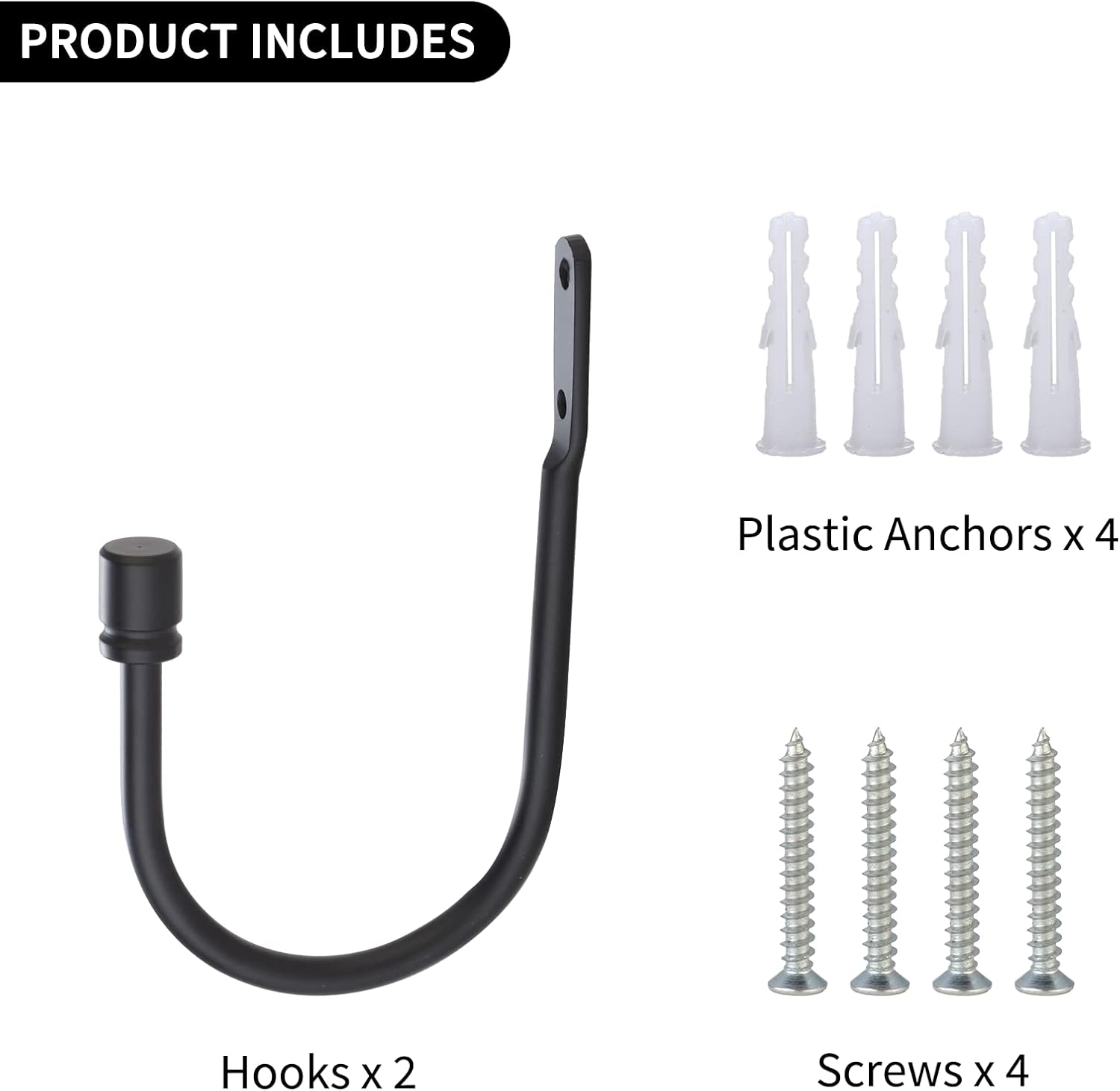 2 PCS Metal Curtain Holdbacks with Matte Black Finish
