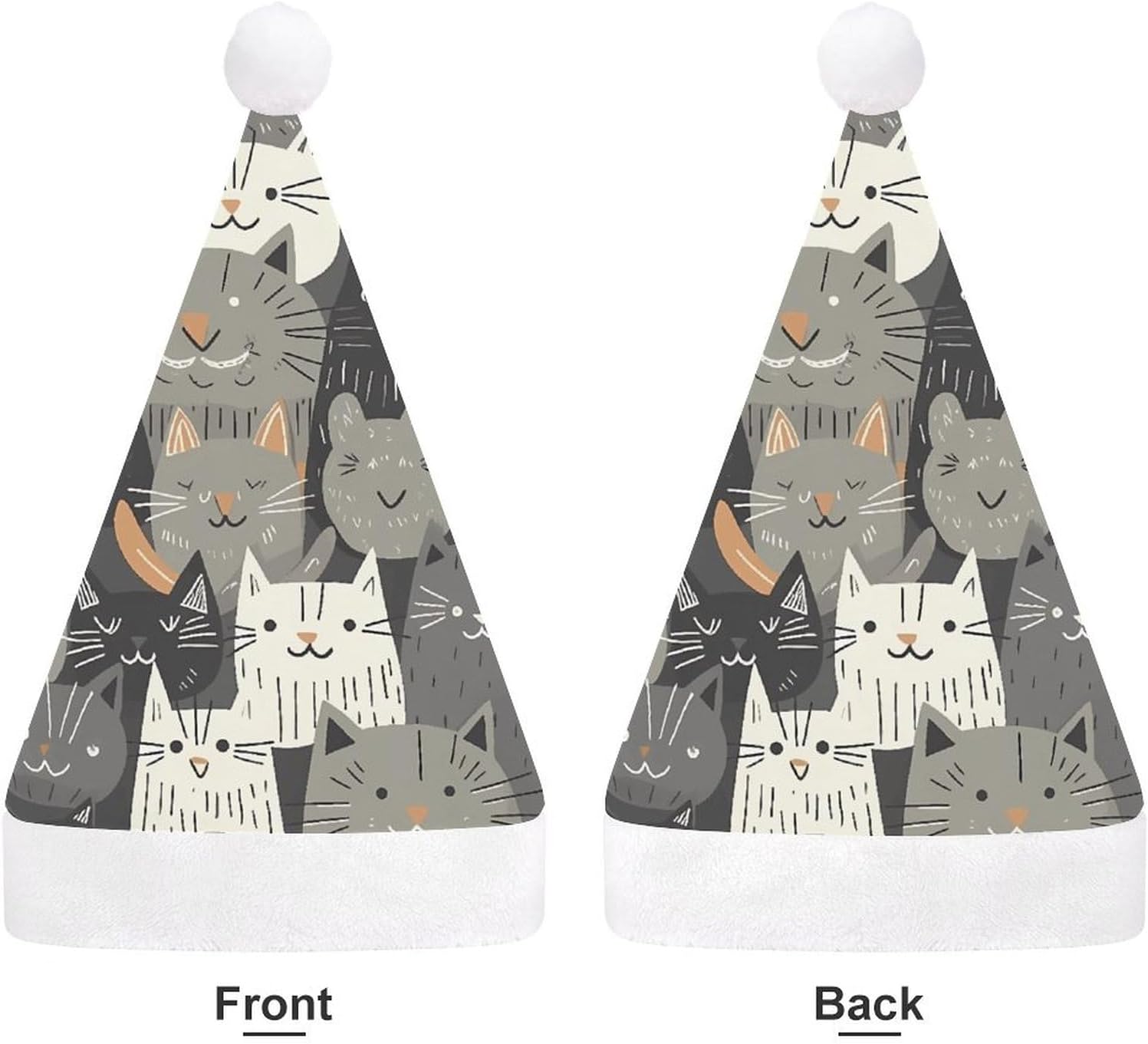 Santa Hat Christmas Tree Style Cat Xmas Hat for Adults
