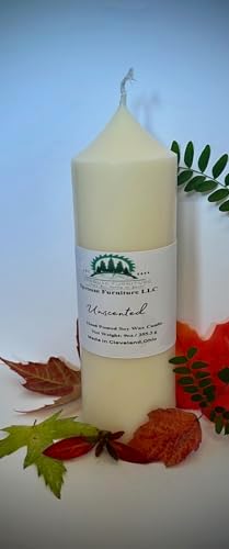 Unscented Handmade Soy Wax Pillar Candle 9 oz