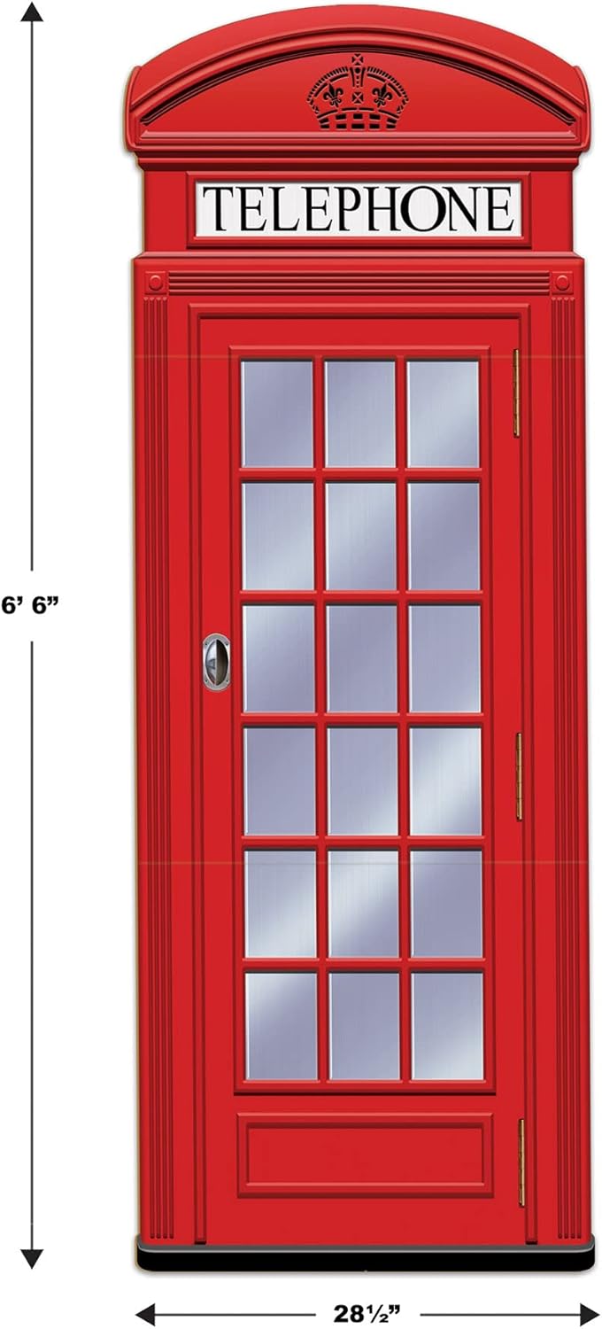 Beistle Red Phone Booth Photo Prop Stand Up