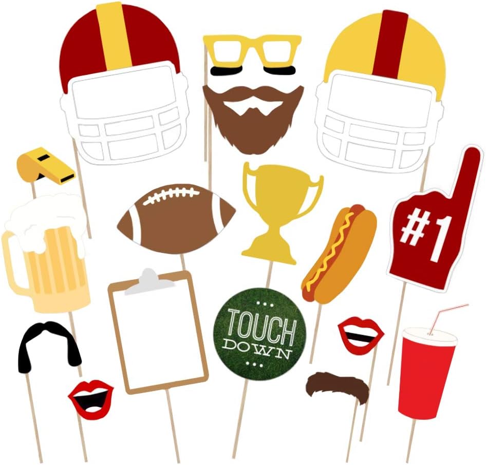 Football Photo Booth Props Kit - 17 Piece Set