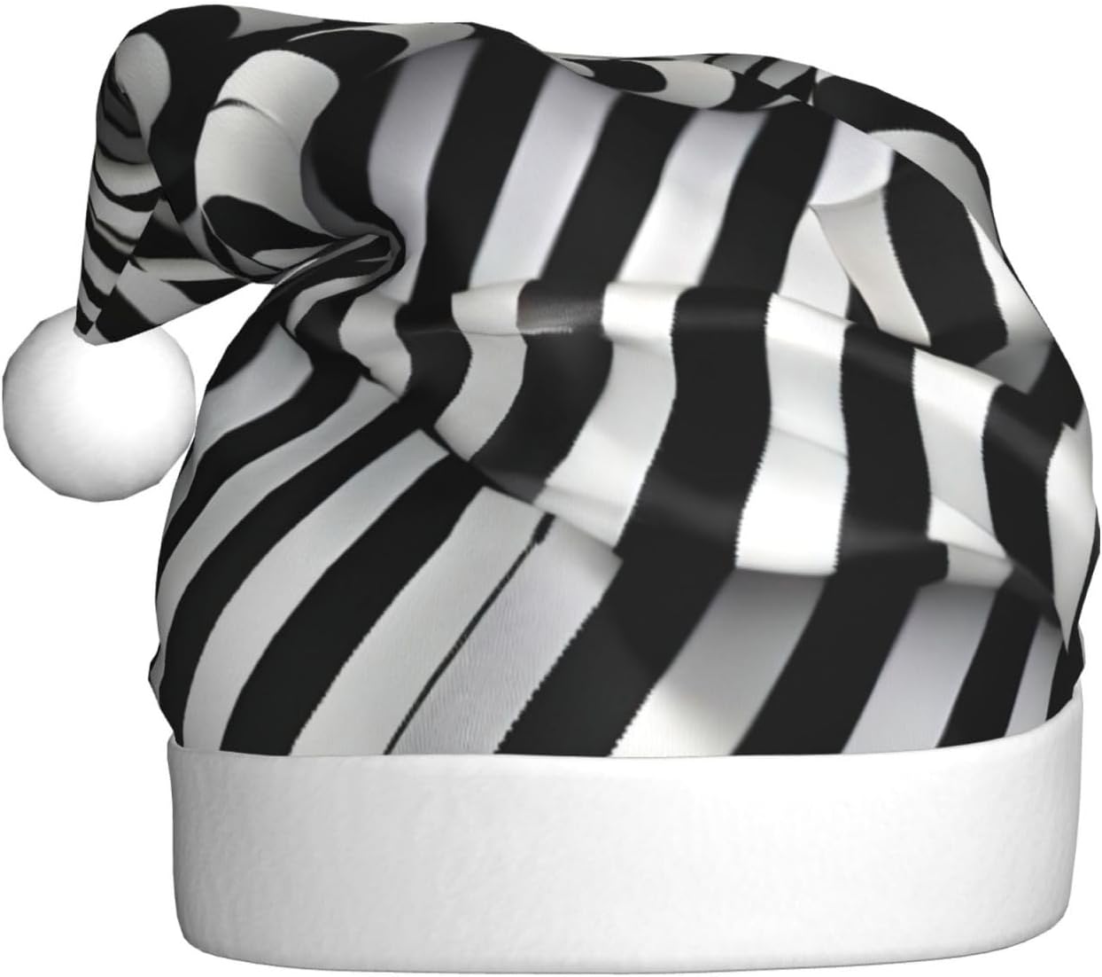 QINZHENG Zebra Print Santa Hat Personalized Velvet Plush Christmas Headwear
