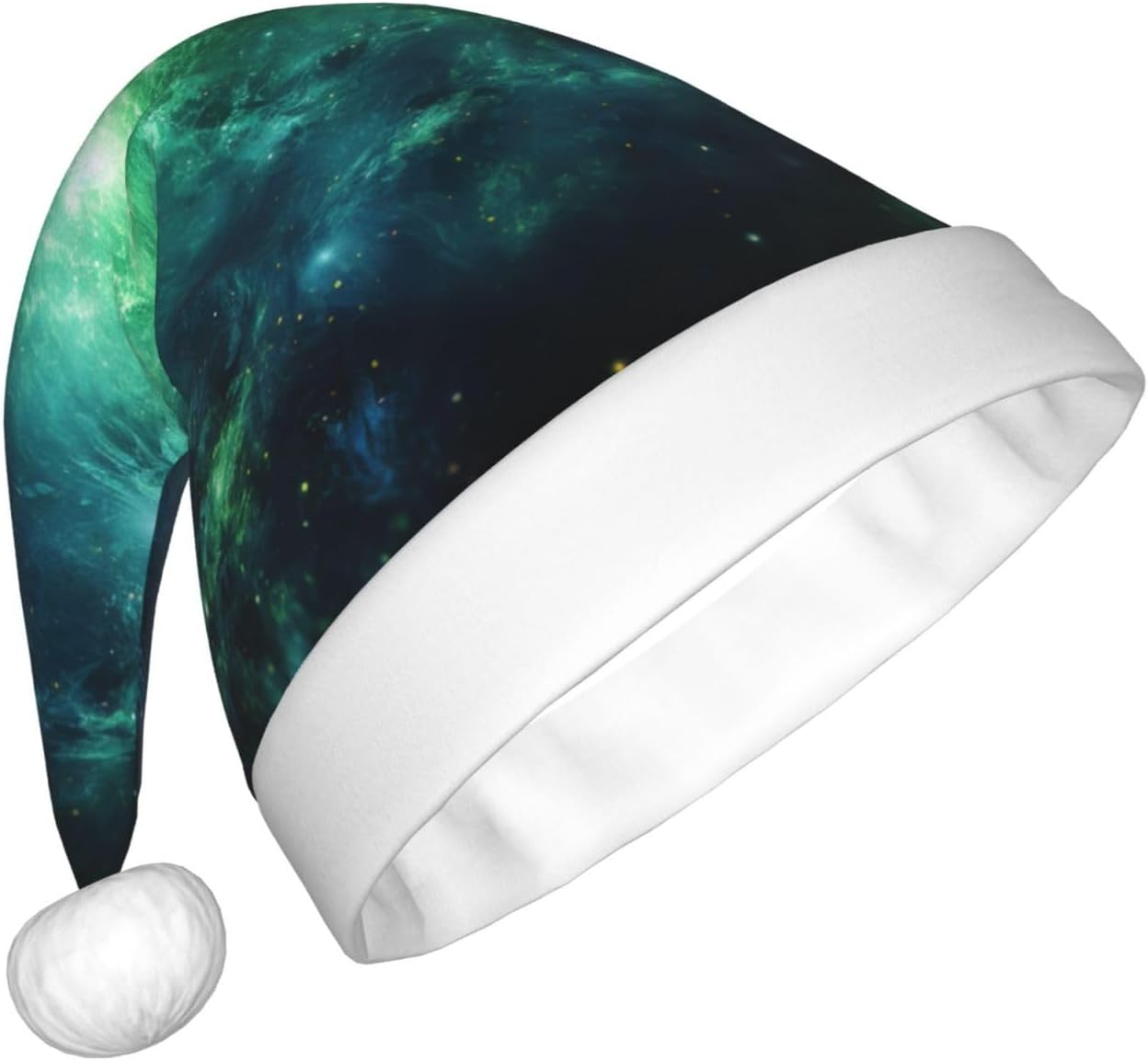 Galaxy Green Print Personalized Santa Hat for Women