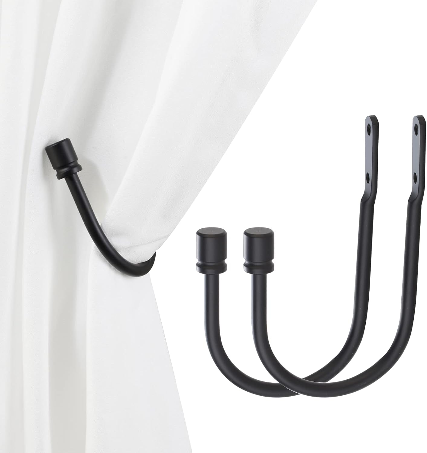 2 PCS Metal Curtain Holdbacks with Matte Black Finish