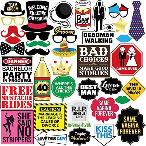 Bachelor Party Photo Booth Props 37 Piece Set