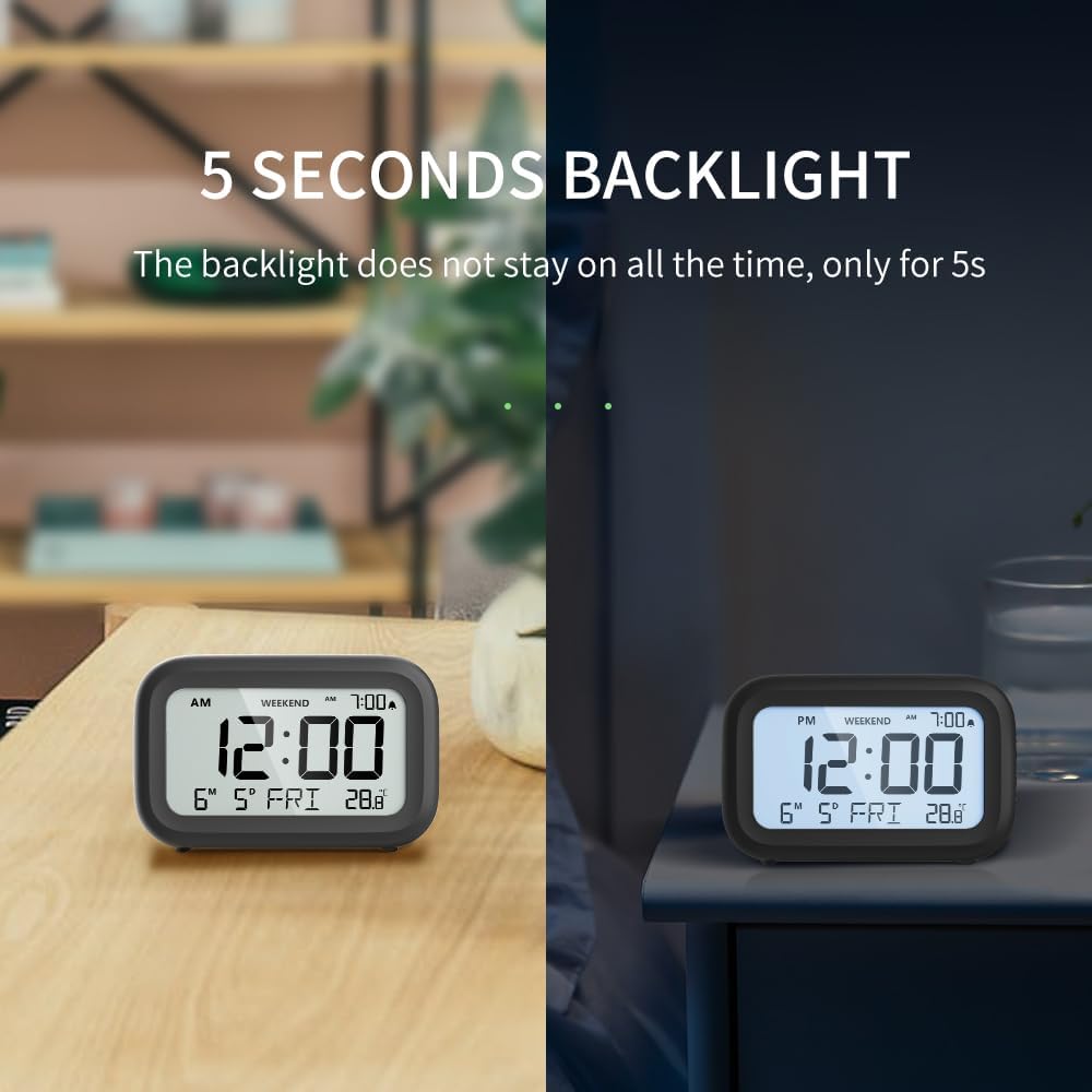 DOOMAY Digital Alarm Clock with LCD Display and Snooze