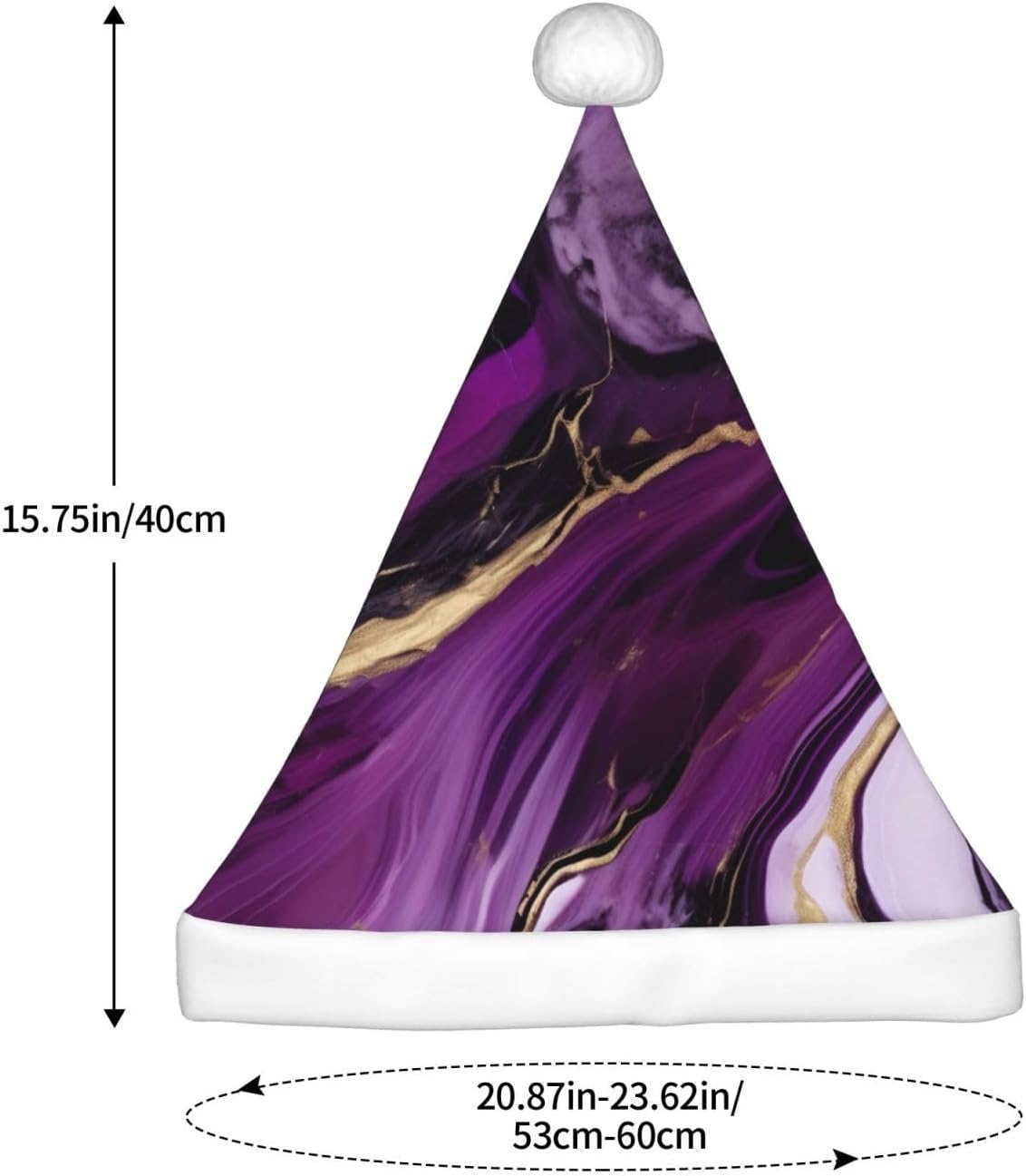 QINZHENG Personalized Santa Hat with Dark Purple Texture Marble Print