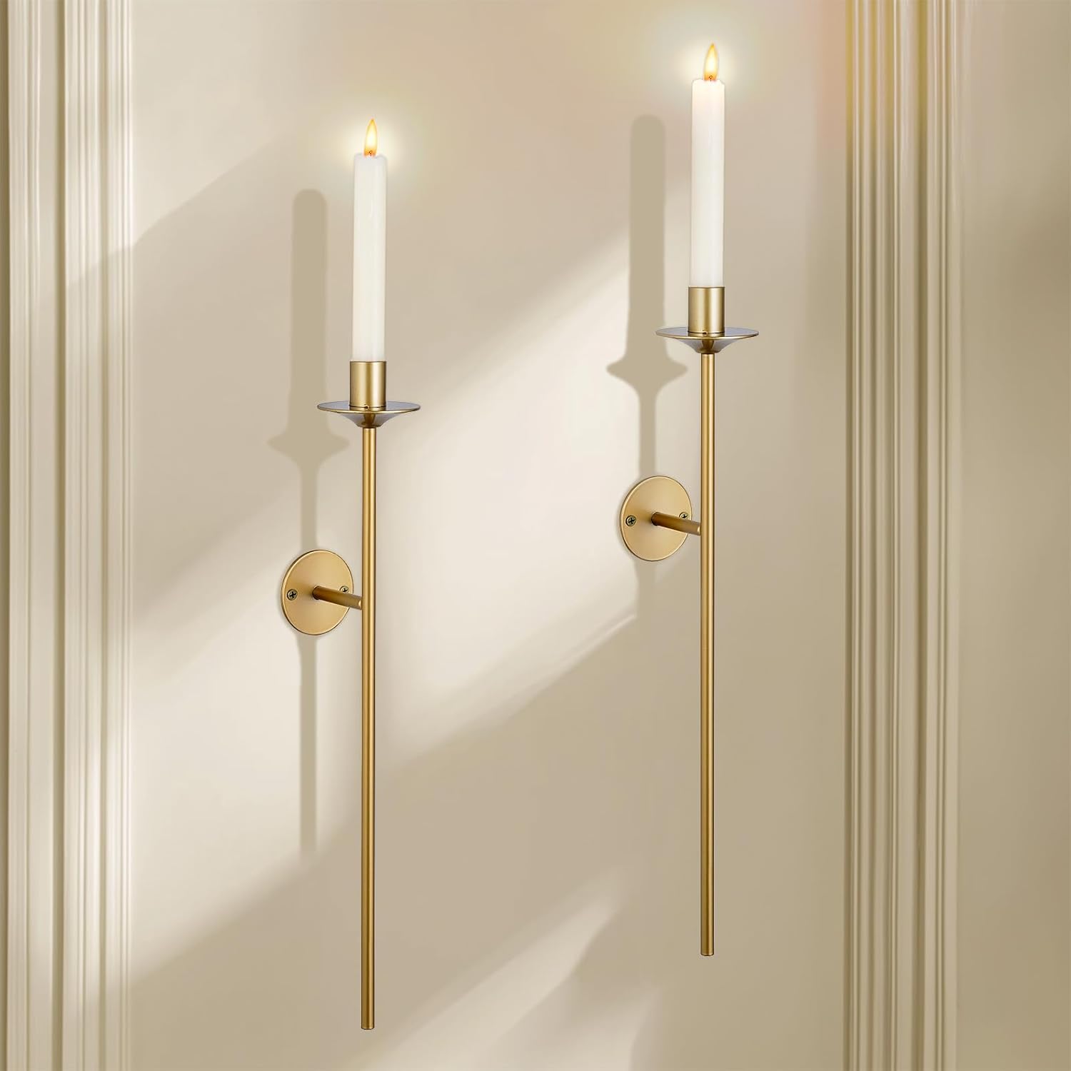 Sziqiqi Gold Wall Candle Sconces Set of 2