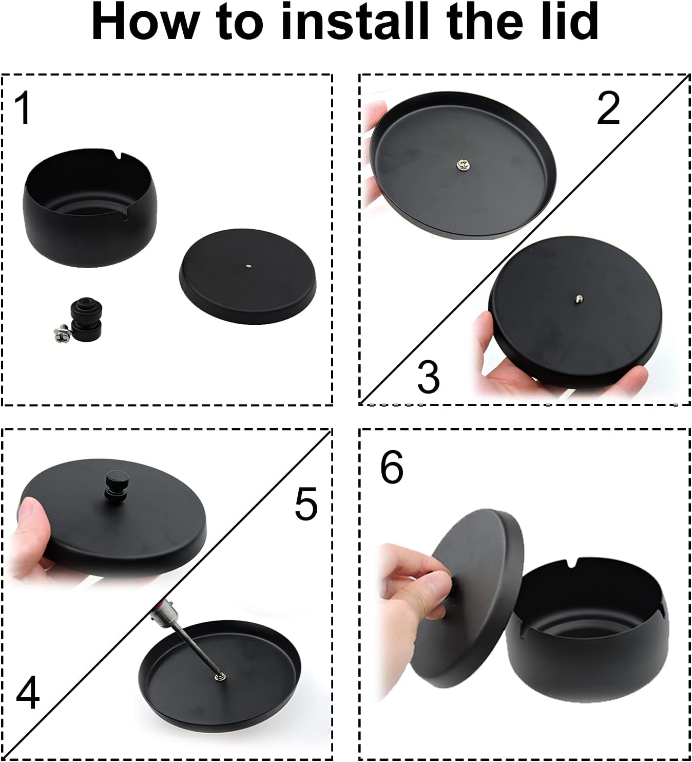 Andiker Large Metal Ashtray with Lid for Home Office