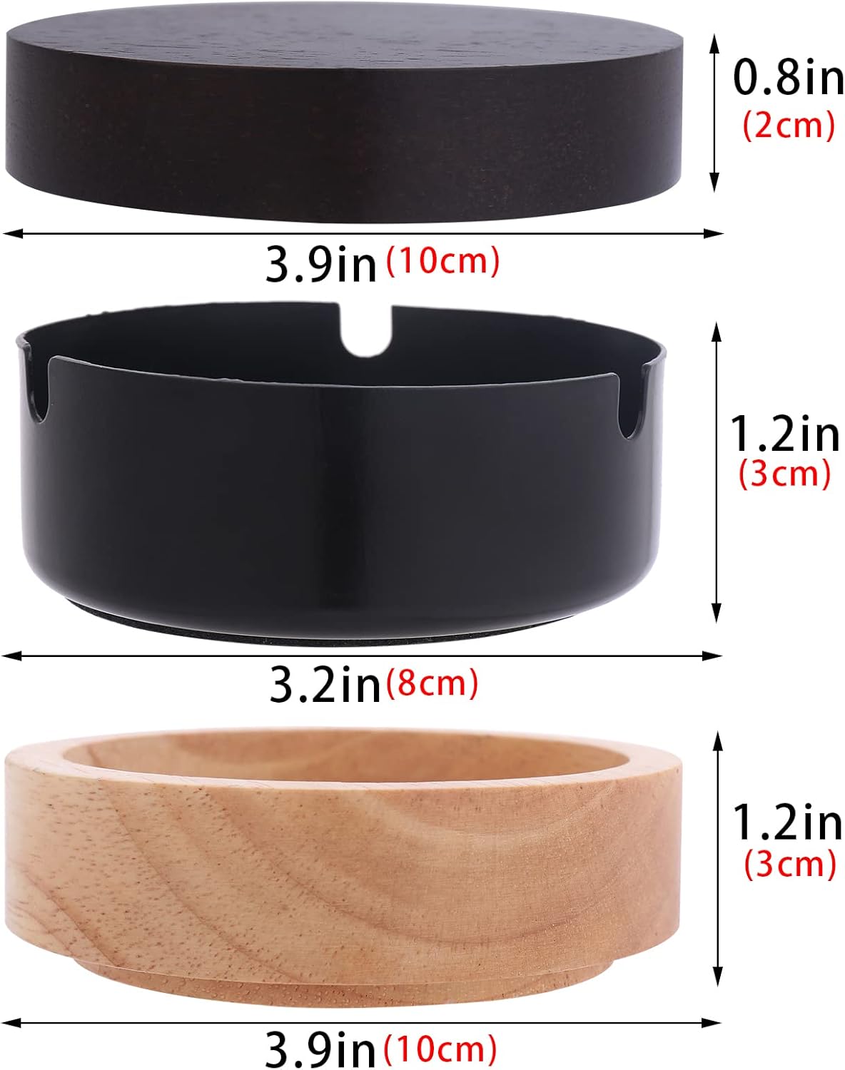 Portable Cool Ashtray with Lid Wooden Design