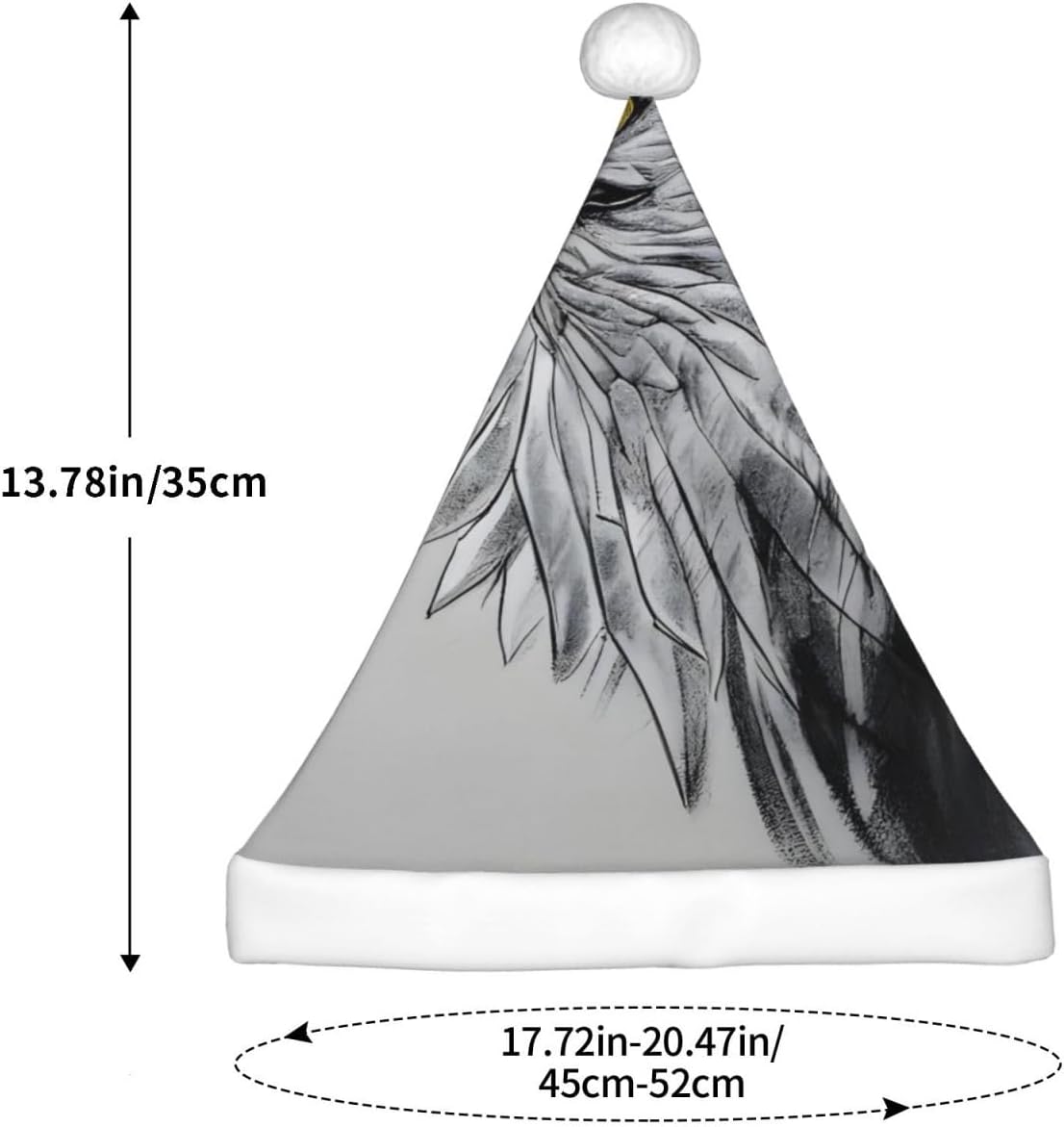 Christmas Hat with Pom-Pom Eagle Print