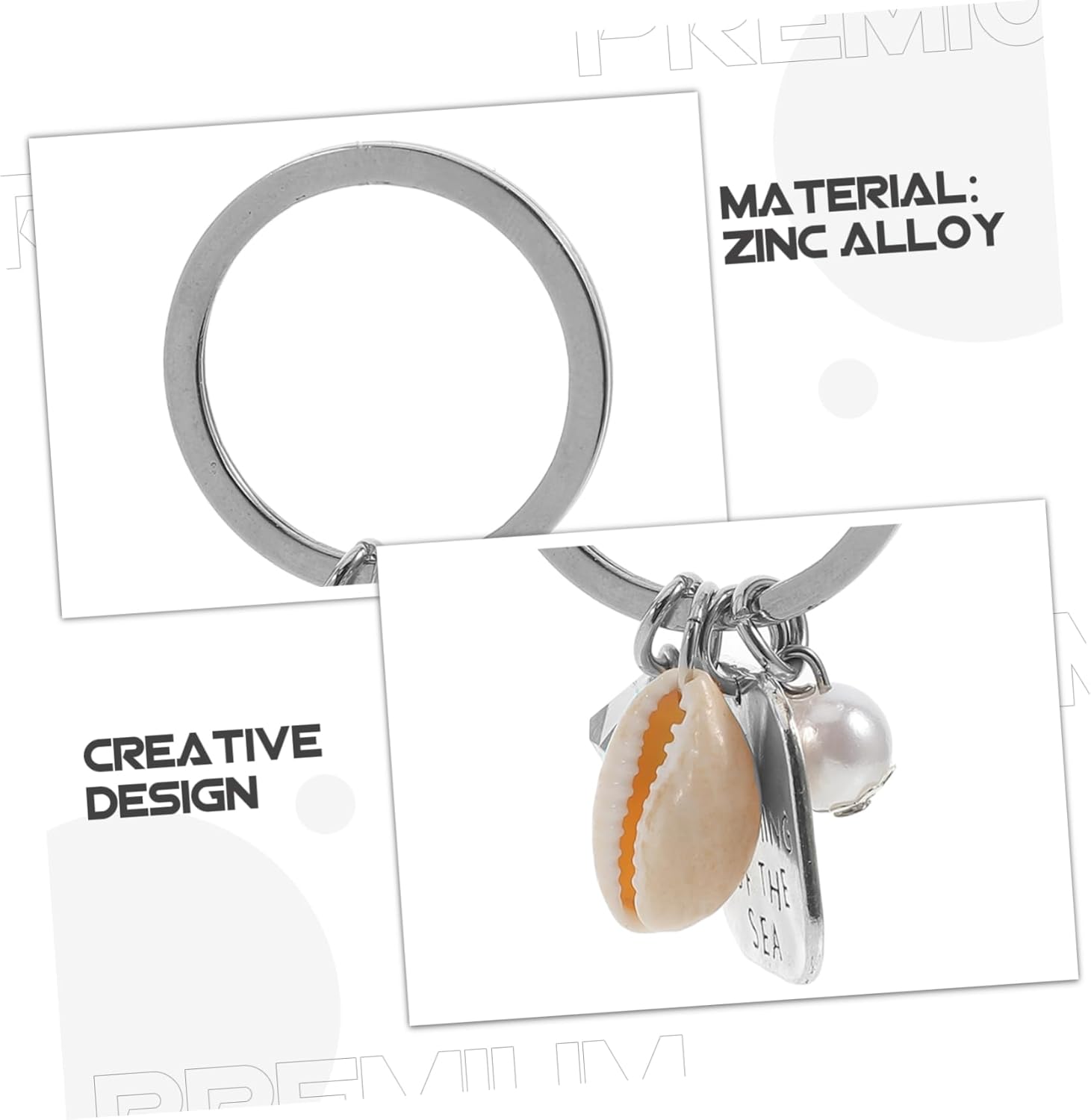 Ocean Themed Shell and Pearl Keychain Pendant