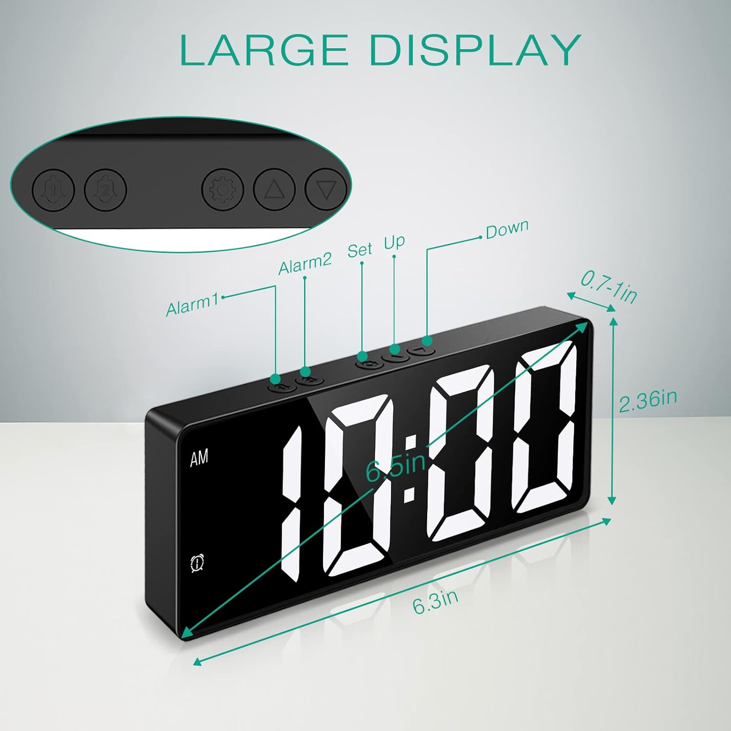 ORIA Digital Alarm Clock with Temperature Display