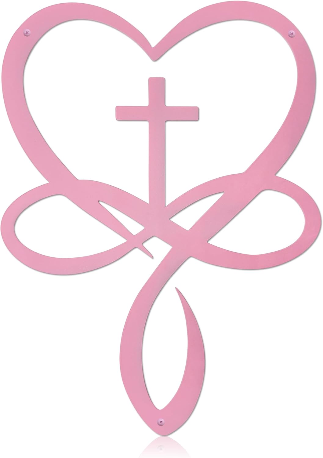 Metal Infinity Heart Cross Wall Decor Pink