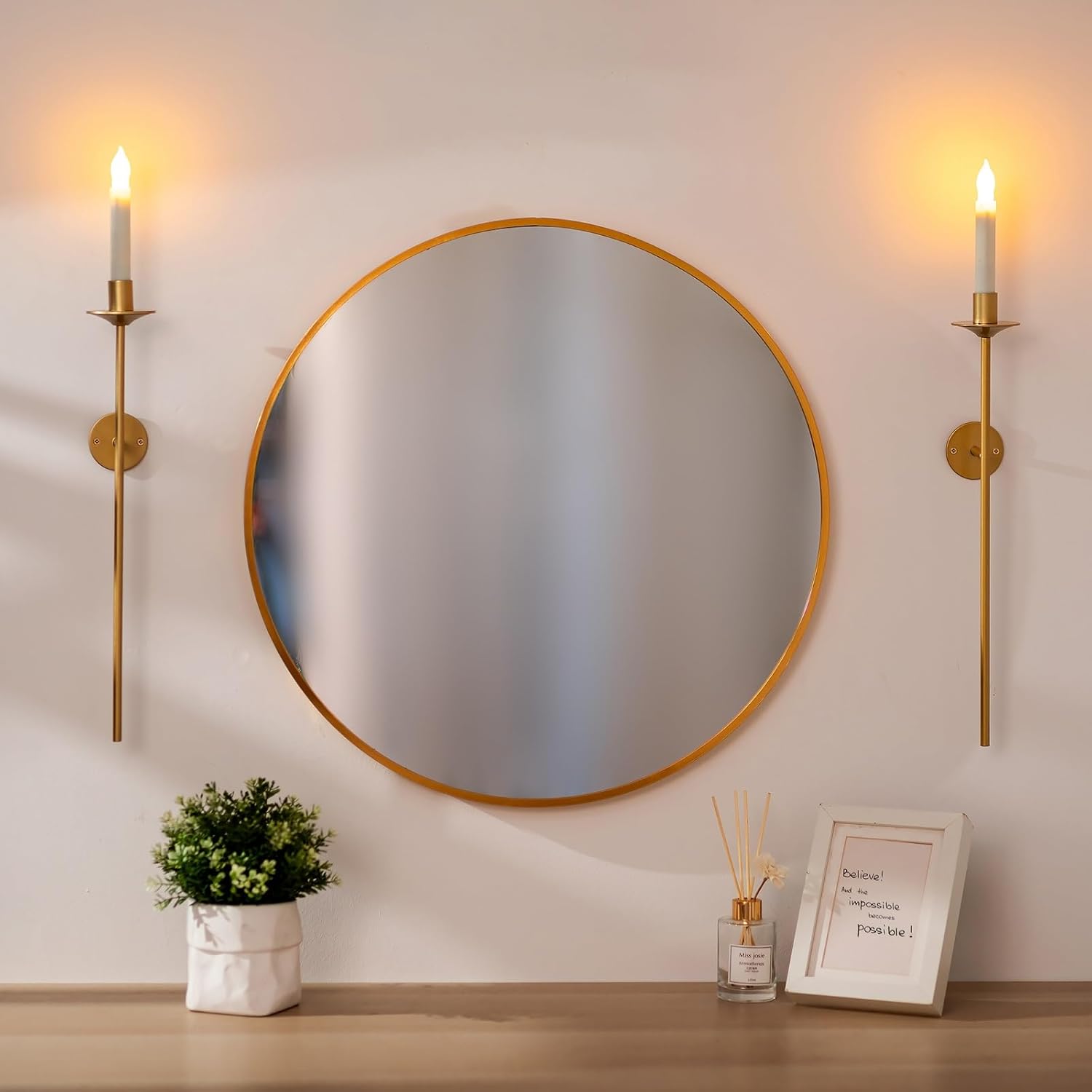 Sziqiqi Gold Wall Candle Sconces Set of 2