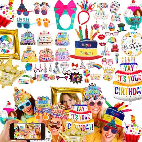 NICOWARM Large Birthday Photo Booth Props Kit