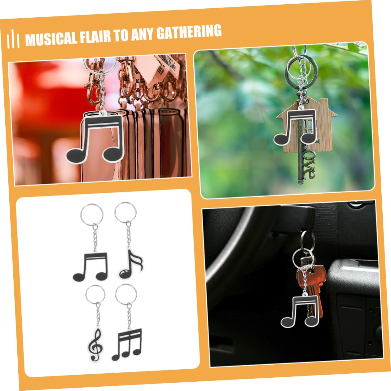 DECHOUS 12pcs Music Note Keychains for Retro Party Favors