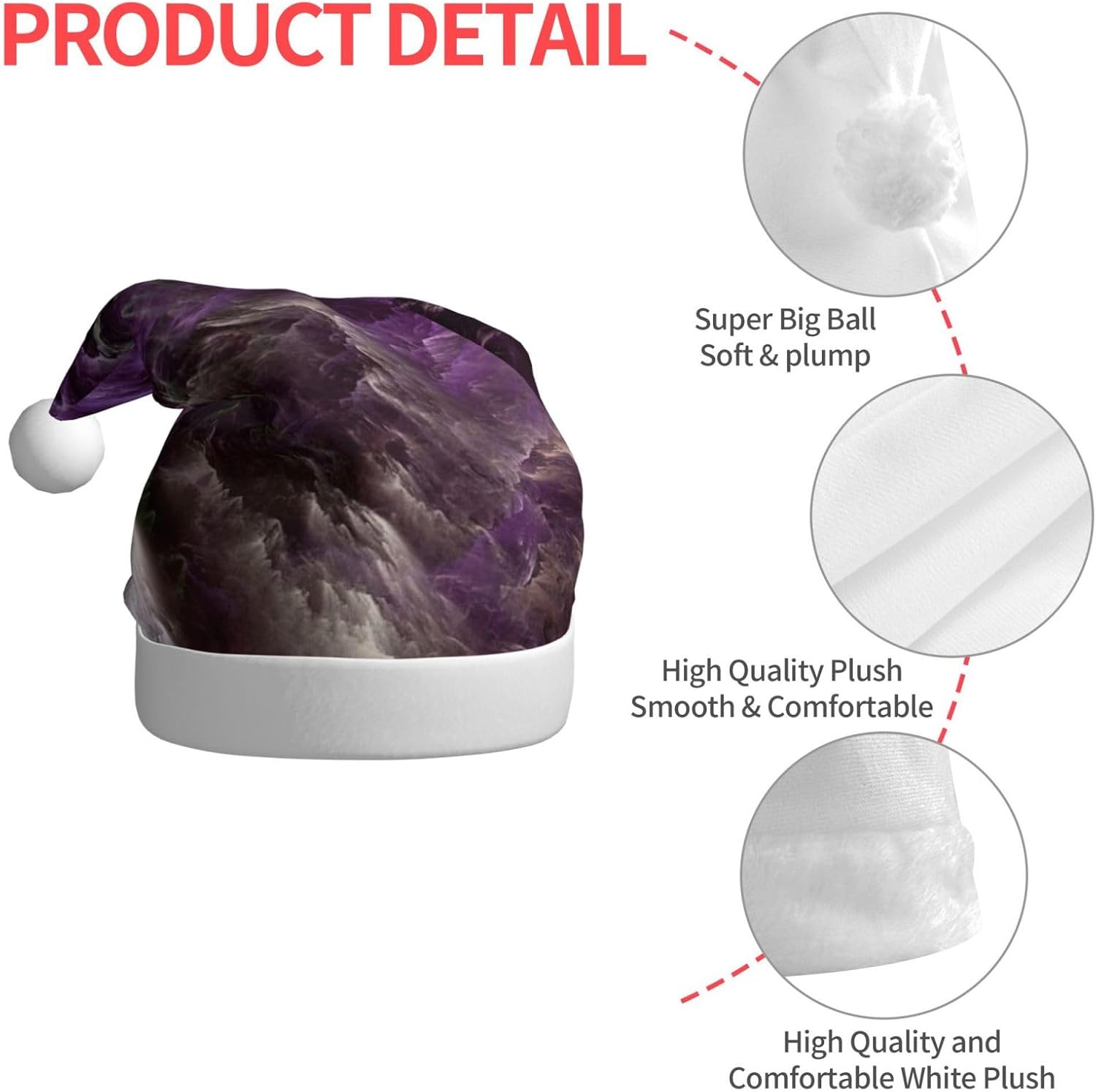 QINZHENG Purple Galaxy Print Santa Hat for Women