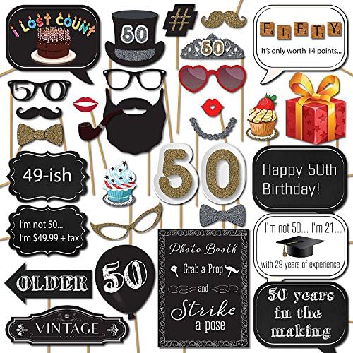 50th Birthday Photo Booth Props Set 31-Piece