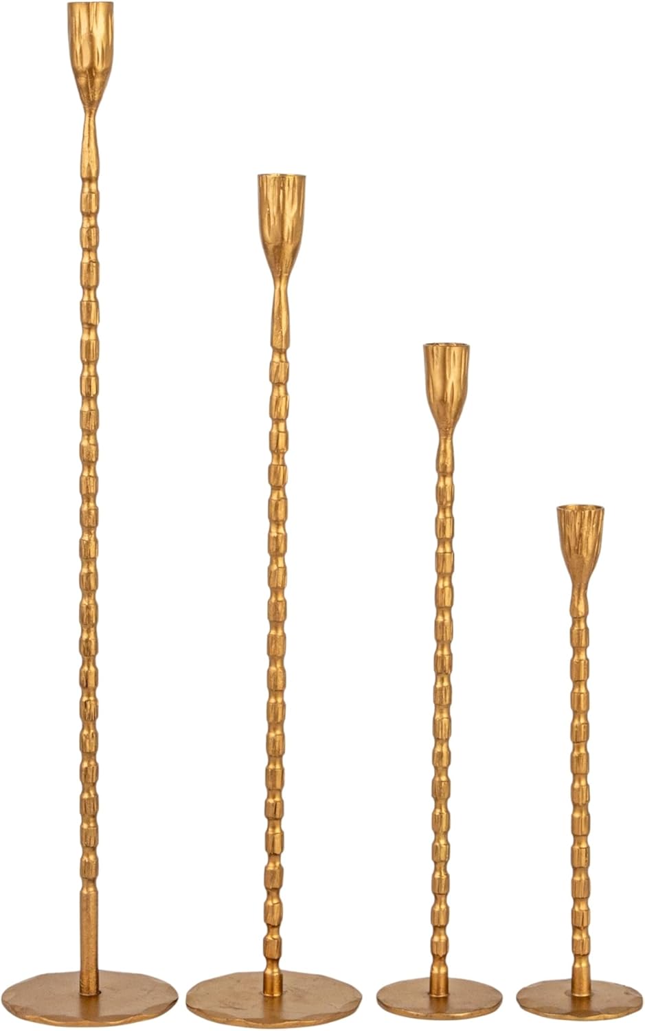 Creative Co-Op 4-Piece Gold Taper Candle Holders