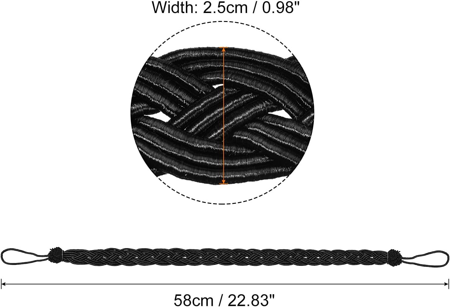 Uxcell 4Pcs Curtain Tiebacks with 4 Metal Hooks Black
