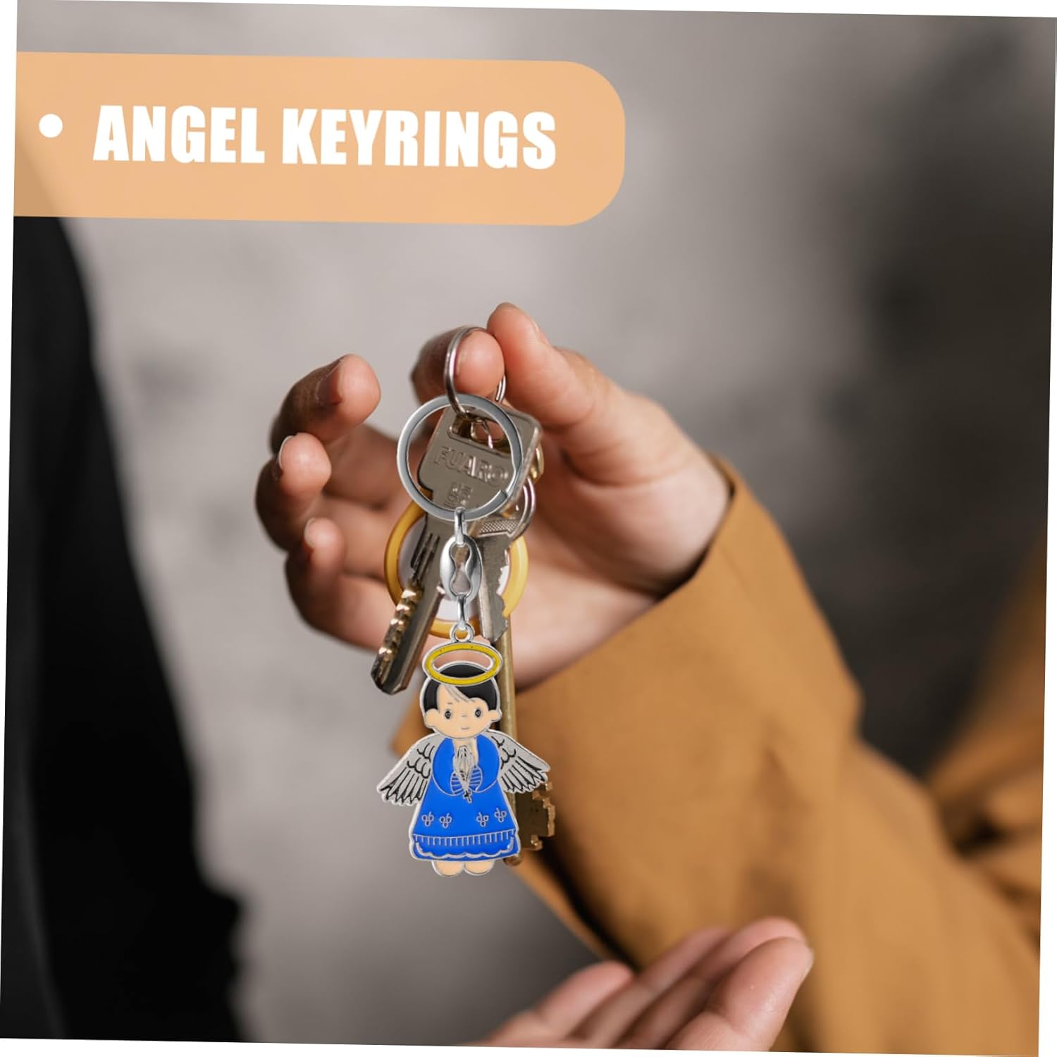 Merryhapy 6pcs Angel Keychain Set for Backpack and Wallet