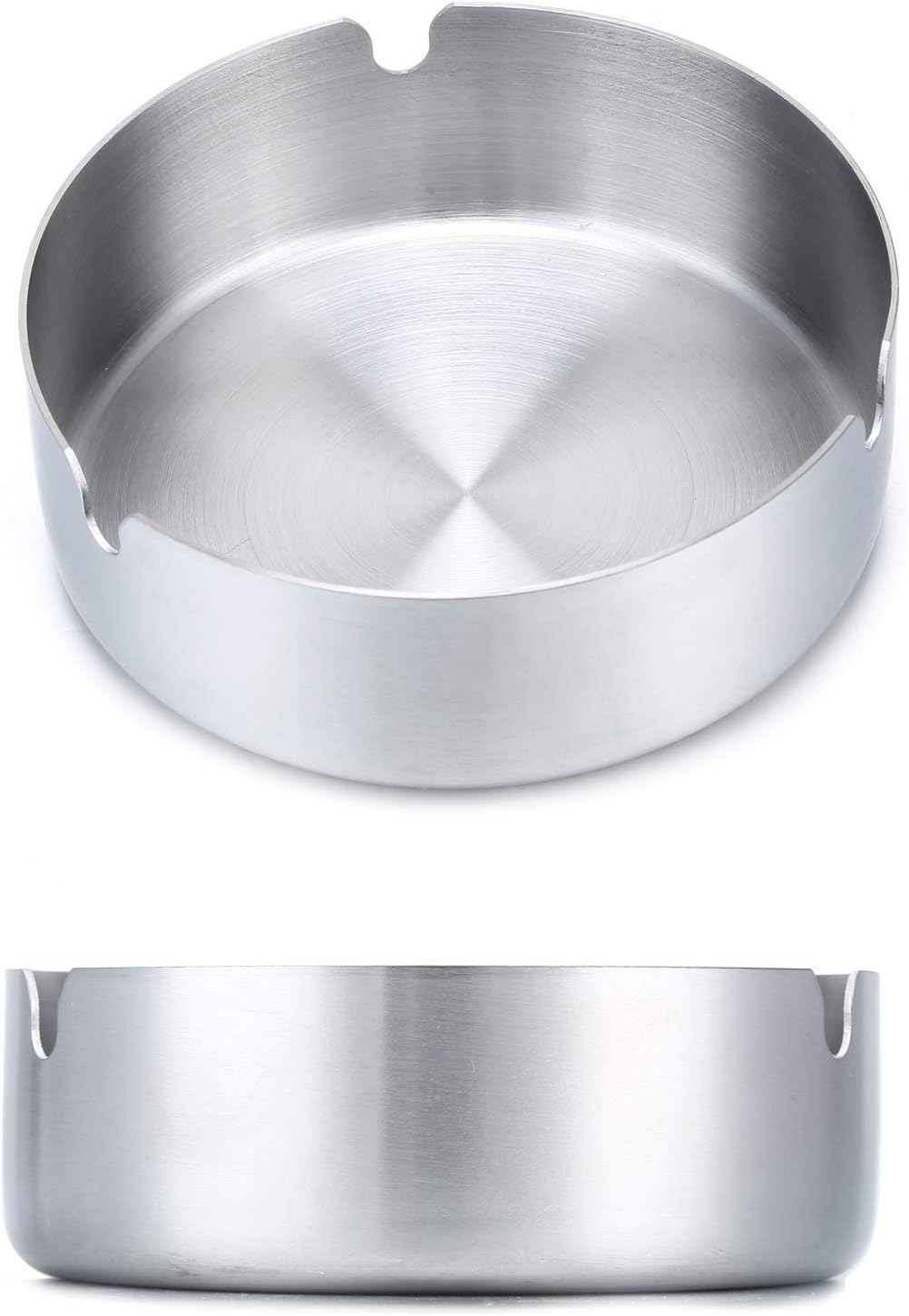Pack of 3 Round Stainless Steel Cigar Ashtrays for Home Use