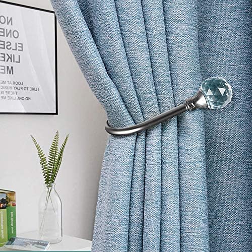 4Pcs Curtain Holdback with Clear Crystal Ball and Matt Black Metal Hooks