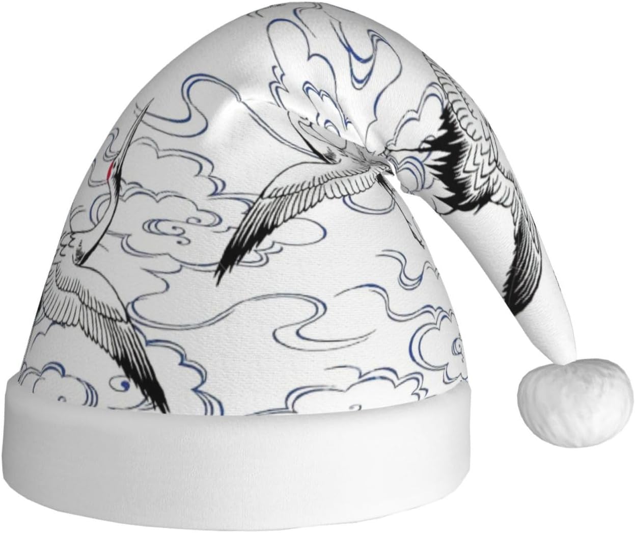 Personalized Santa Hat with Japanese Crane Print for Women