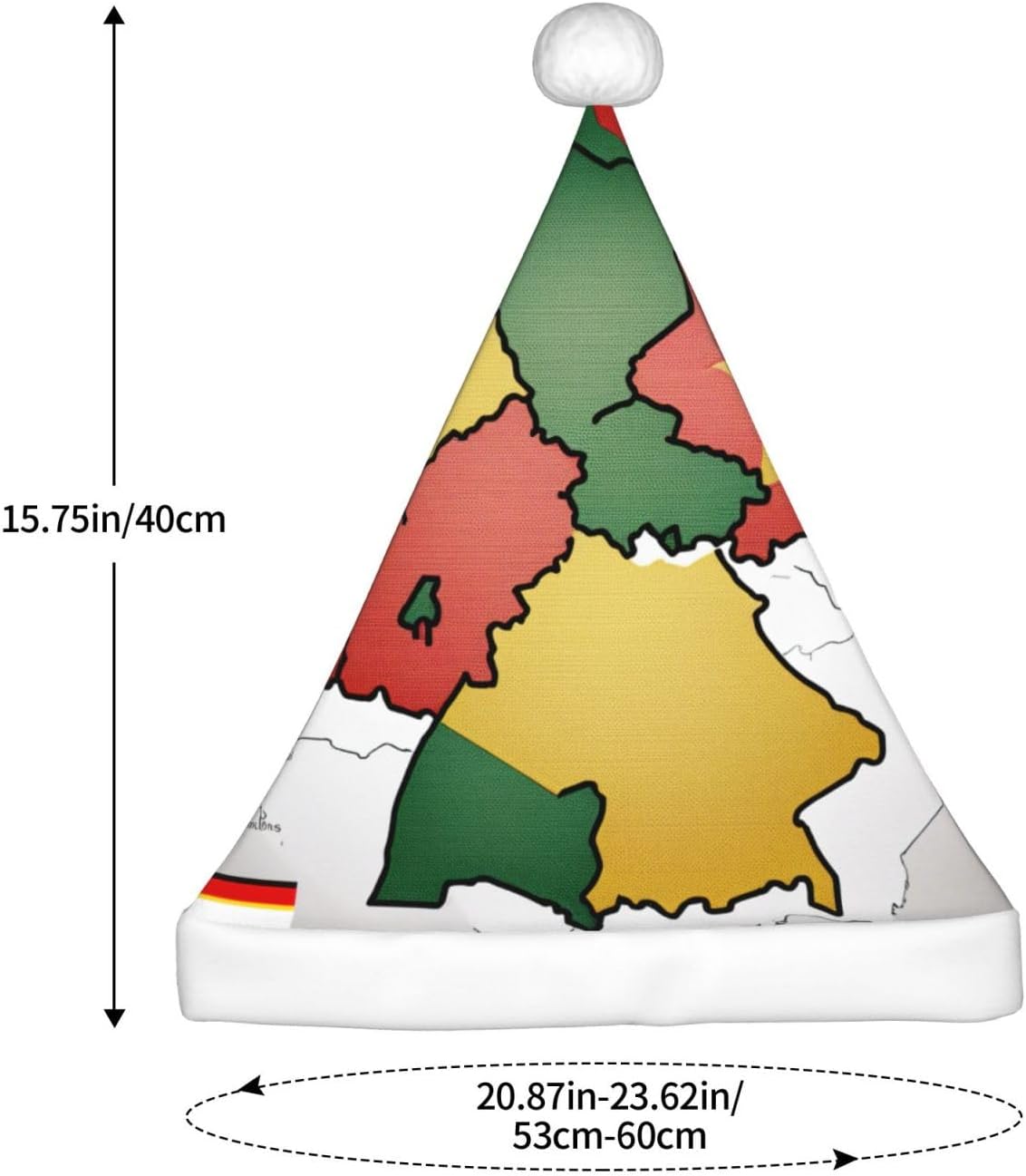 QINZHENG Abstract German Flag Santa Hat Velvet Plush Christmas Gift for Women