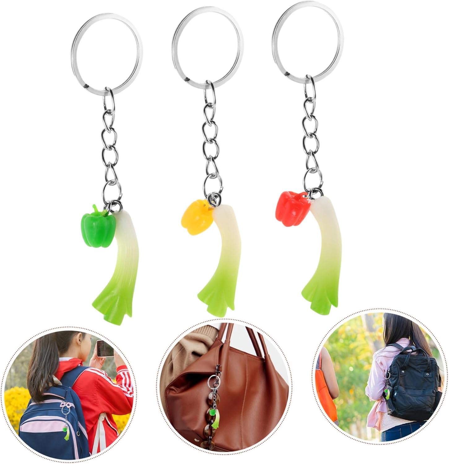 PRETYZOOM 3pcs Realistic Vegetable Keychain Set