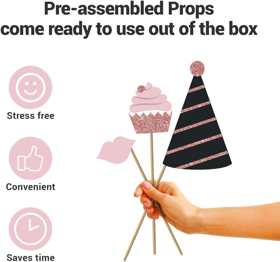 Fully Assembled Birthday Photo Booth Props 30 Piece Set