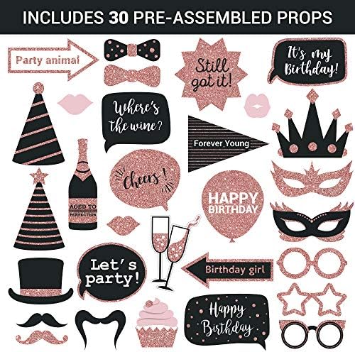 Fully Assembled Birthday Photo Booth Props 30 Piece Set