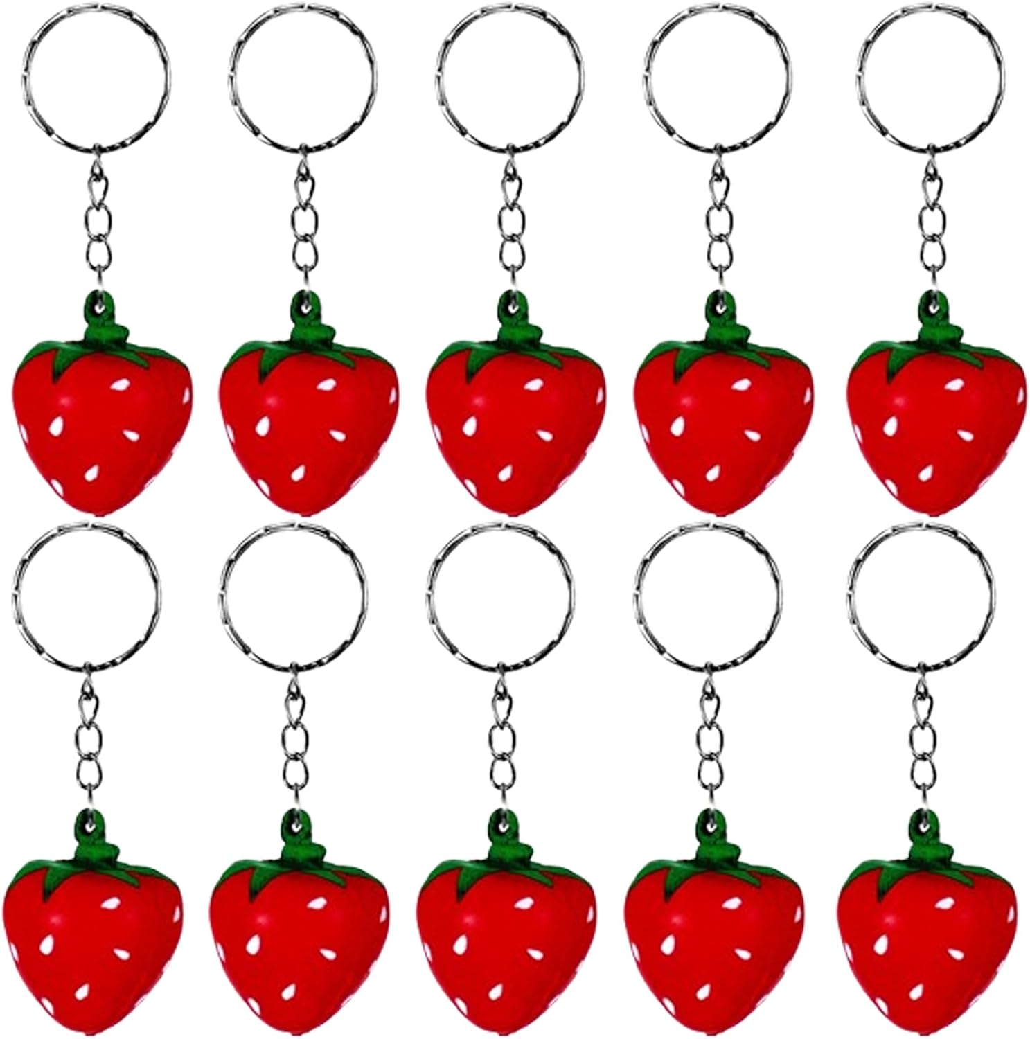 10 Pcs Strawberry Keychain Keyring Charm for Party Favors