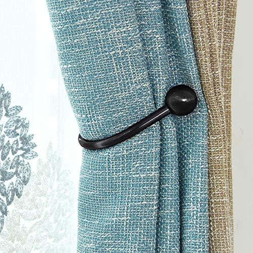 HEMOUR Curtain Holdback 4 Pcs Wall Mounted Drapery Tiebacks Black