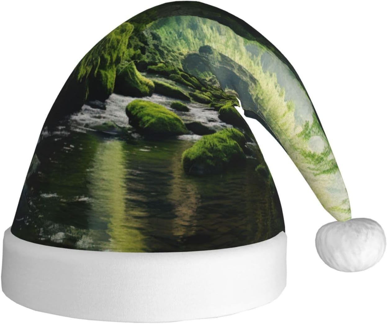 Personalized Santa Hat with Cliff Moss Print for Women