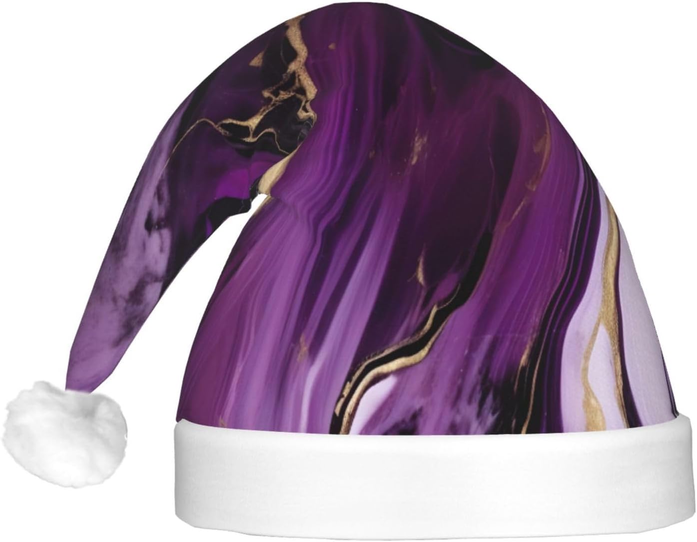 QinZheng Dark Purple Velvet Santa Hat with LED Lights