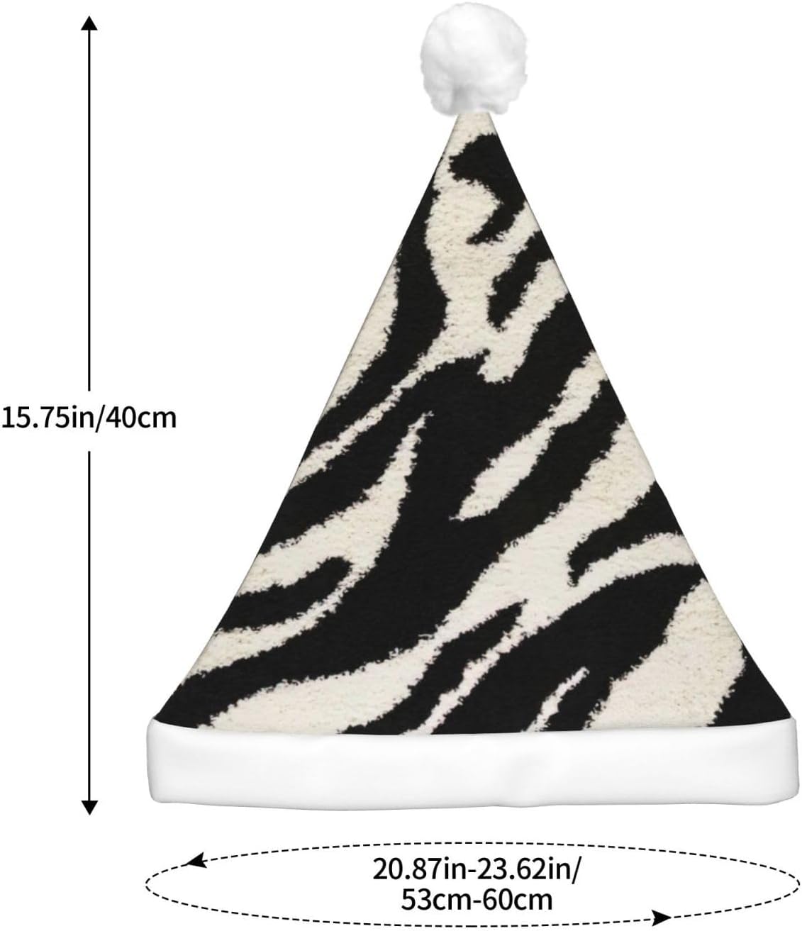 QINZHENG Zebra Print Santa Hat with LED Lights for Adults Christmas Party