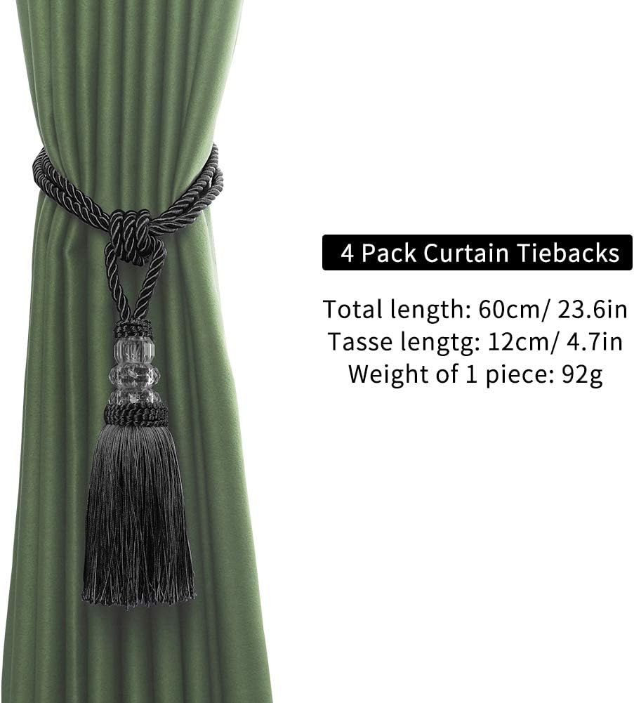 BEL AVENIR 2 Pack Crystal Curtain Tiebacks Holdbacks