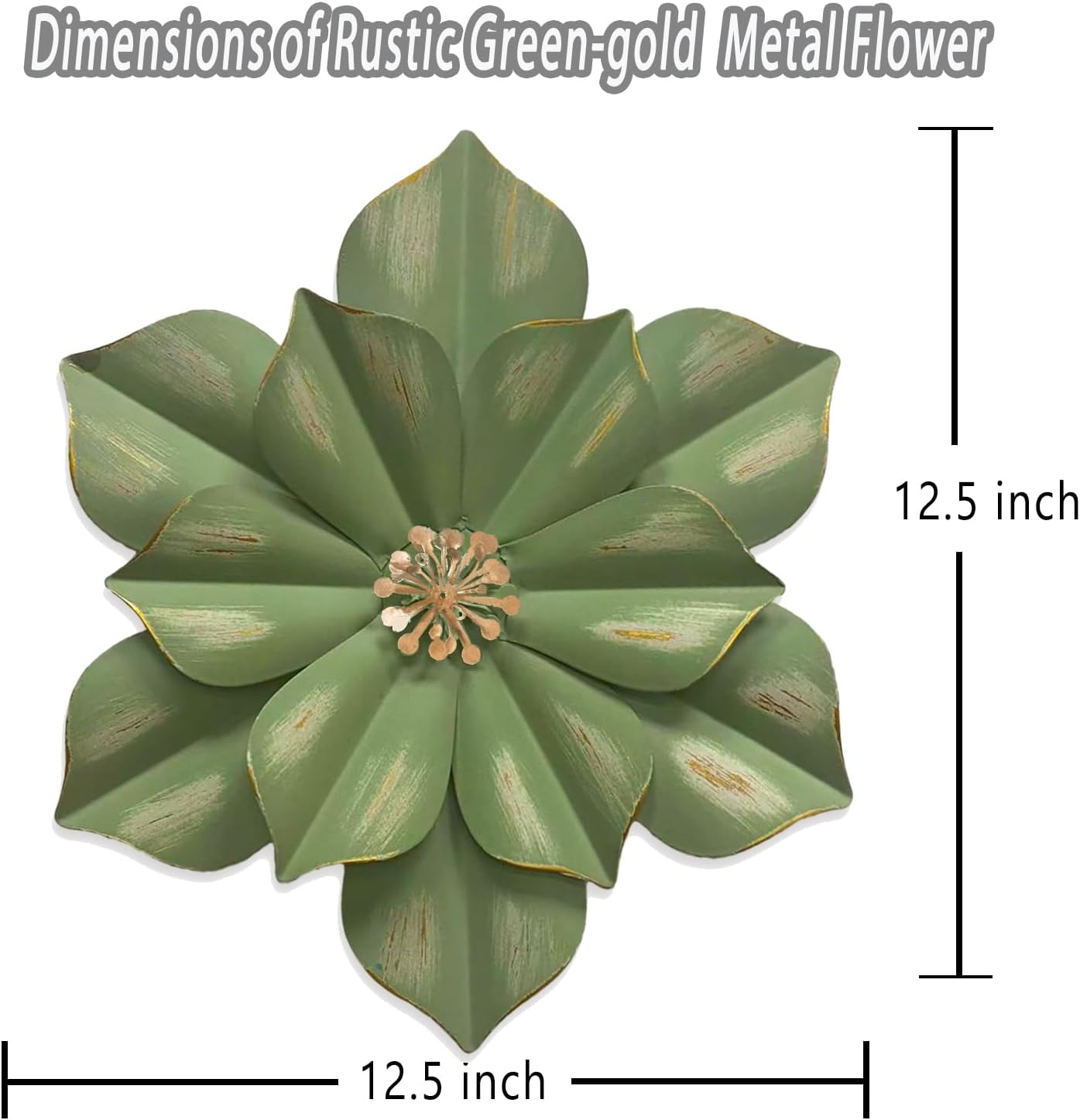 Rustic Metal Flower Wall Sculpture 125 Inch Green