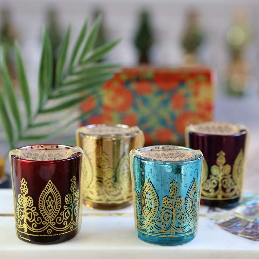 Kate Aspen Indian Jewel Henna Candle Holders Set of 4