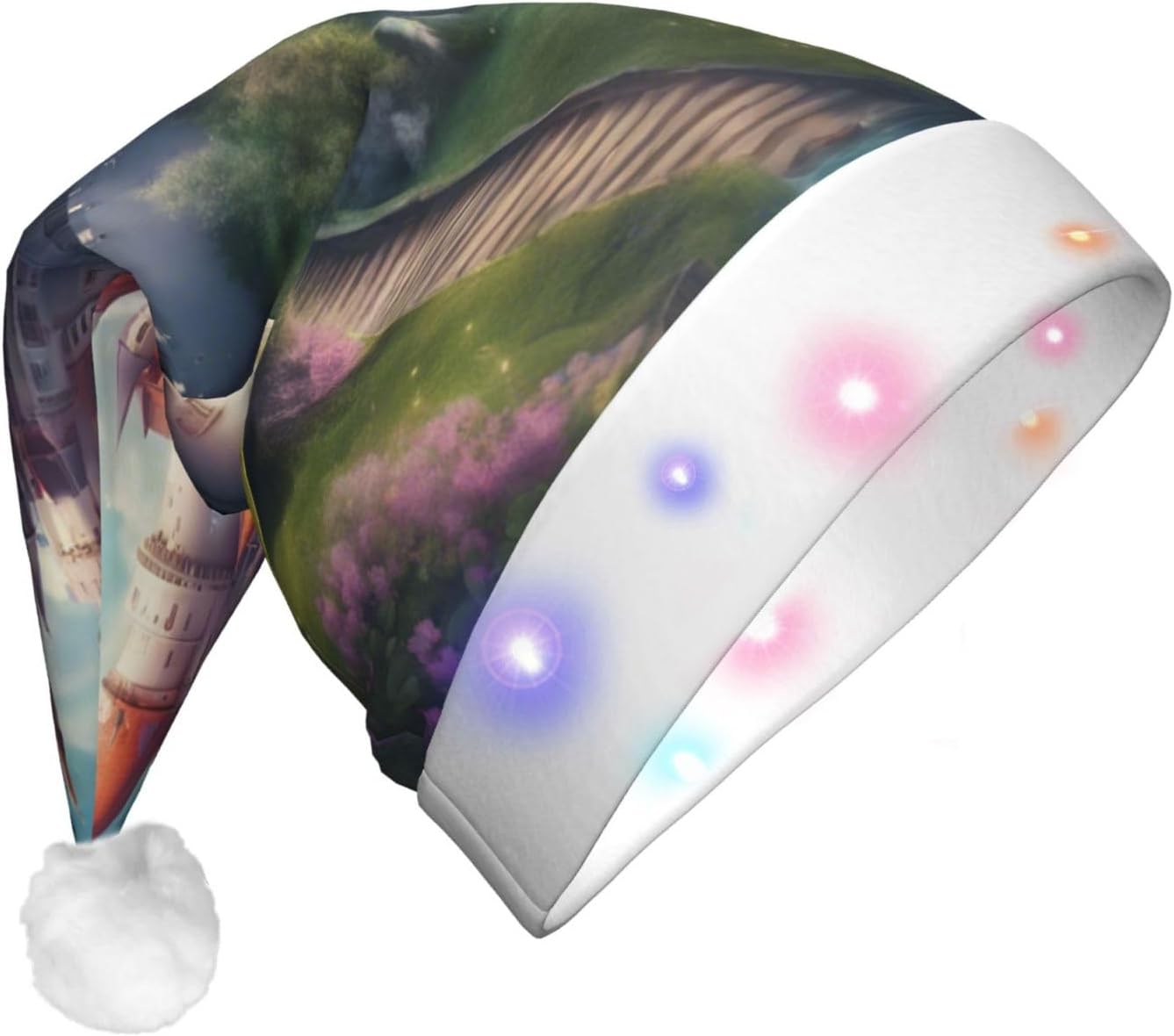 QINZHENG Magic Fairy Tale Castle Santa Hat with LED Lights